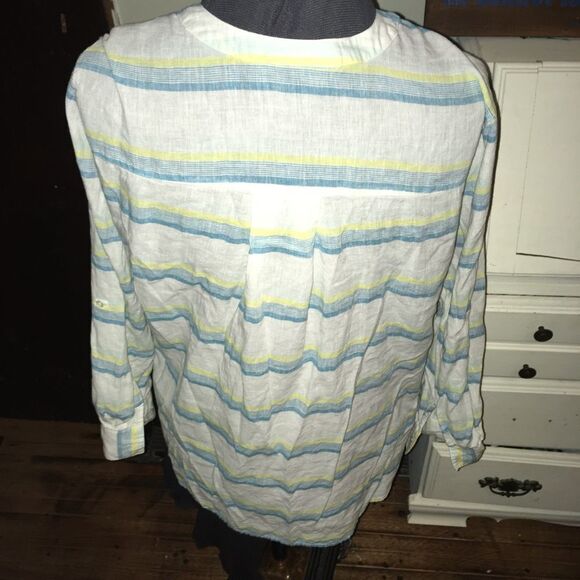 Lane Bryant pin tuck, striped lightweight blouse - Picture 2 of 3